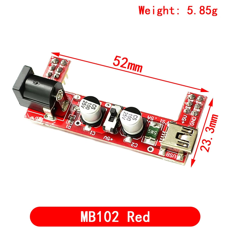 MB102 Breadboard Power Supply Module /MB102 white Breadboard Dedicated Power Module 2-way 3.3V 5V MB-102 Solderless Bread Board