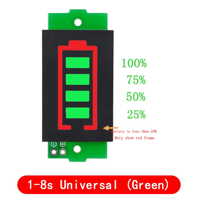 1/2/3/4/5/6/7/8S Lithium Battery Capacity Indicator Module Blue Green Display Electric Vehicle Battery Power Tester 3.7V Li-ion