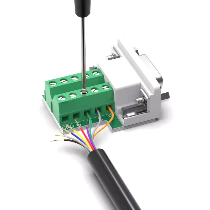 DB9 serial COM transfer-free solder terminals RS232 female connector with back side screw DIY