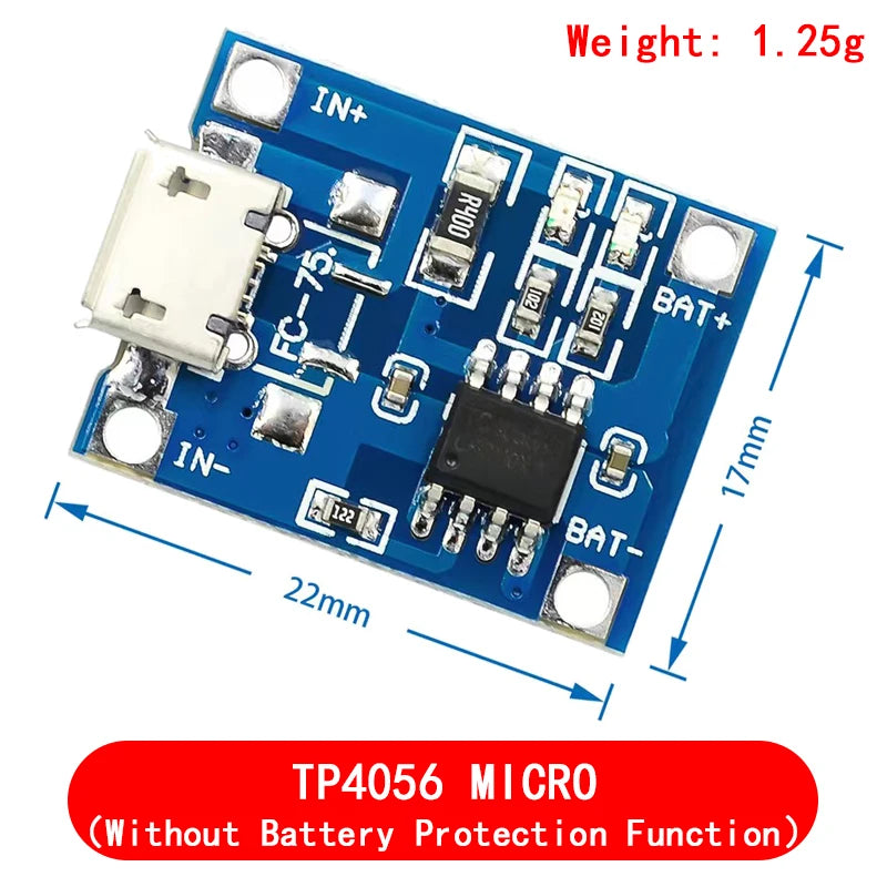 10pcs 5V 1A 18650 TP4056 Lithium Battery Charger Module Charging Board With Protection Dual Functions 1A Li-ion