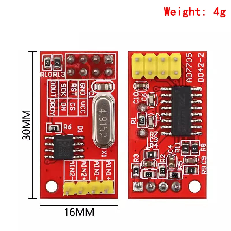 official AD7705 Dual 16 bit ADC Data Acquisition Module Input Gain Programmable SPI Interface TM7705