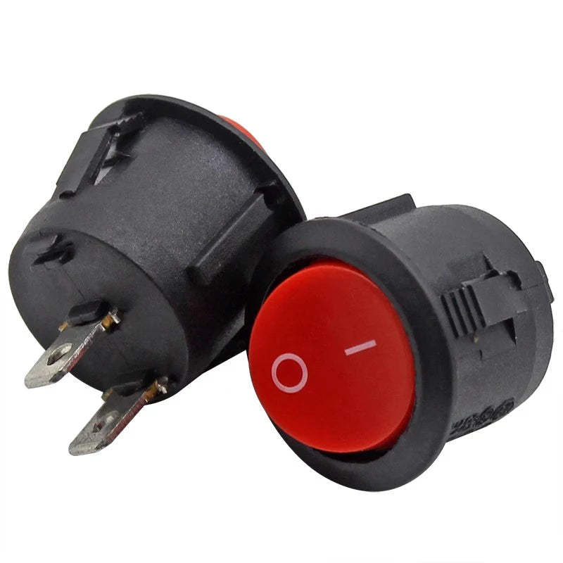 10Pcs Red Black White 20MM ON/OFF Round Rocker Toggle Switch 6A/250VAC 10A 125VAC Plastic Push Button Switch KCD1-105