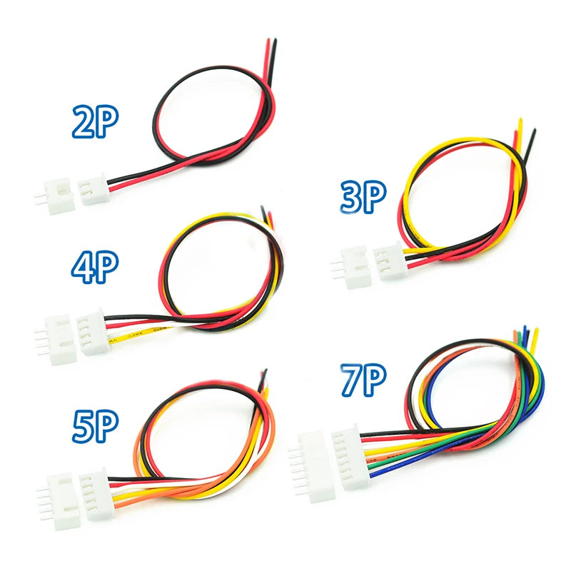 10Sets JST XH2.54 XH 2.54mm Wire Cable Connector 2/3/4/5/7 Pin Pitch Male Female Plug Socket 20cm Wire Length 26AWG