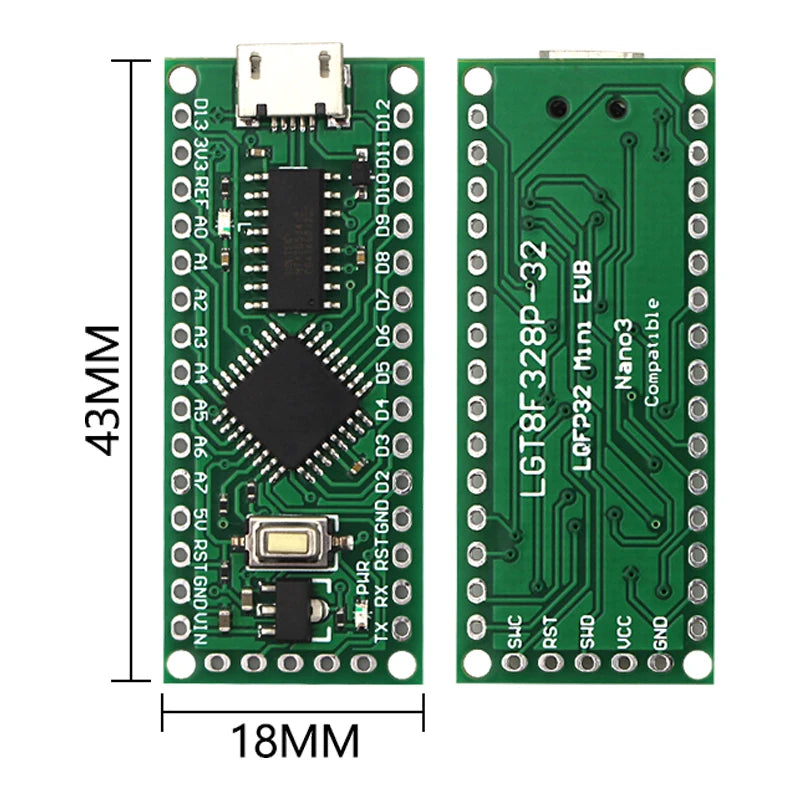 LGT8F328P-LQFP32 MiniEVB TYPE-C MICRO USB Compatible With ATMEGA328 Nano V3.0 LGT8F328P CH9340C / HT42B534-1 SOP16 For Arduino