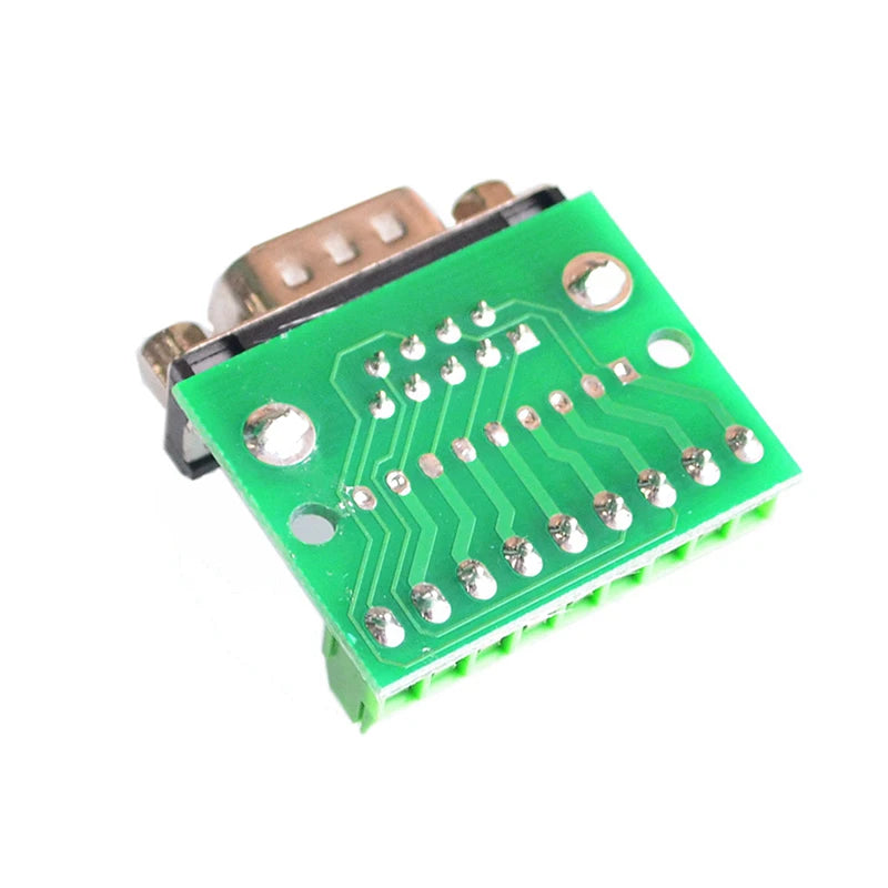 D-Sub 9pin Solderless Connectors DB9 RS232 Serial to Terminal Female Male Adapter Connector Breakout Board Black+Green