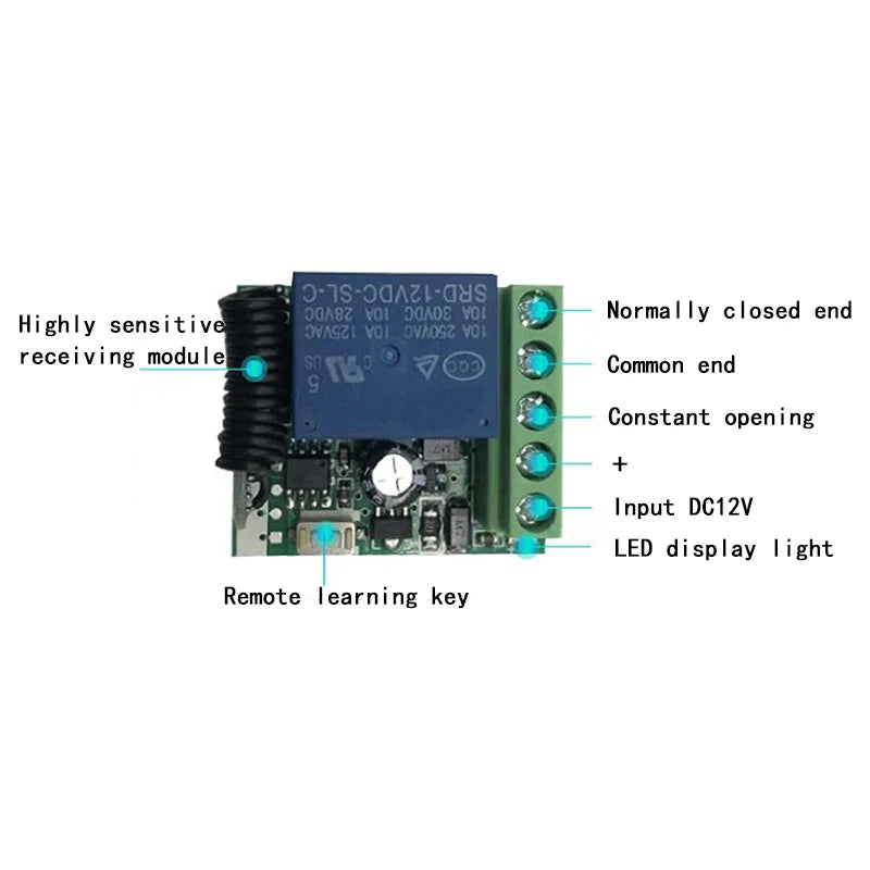 DC 12V 1 Channel Learning WIFI 315MHz Relay Switch Module with 315MHz Wireless Remote Control for Smart Home