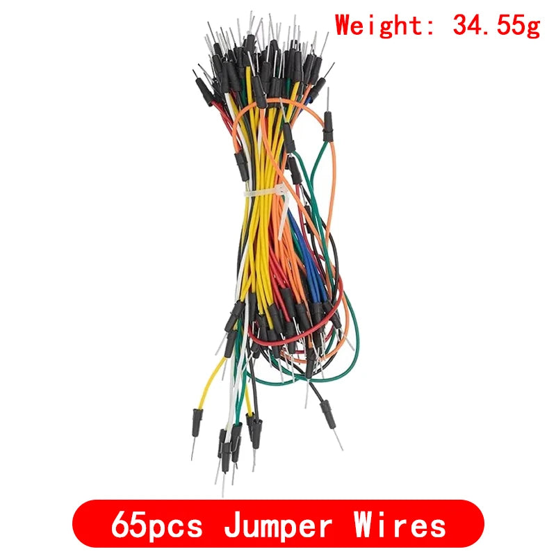 3.3V/5V MB102 Breadboard power module+ 400 points Solderless Prototype Bread board kit +65 Flexible jumper wires
