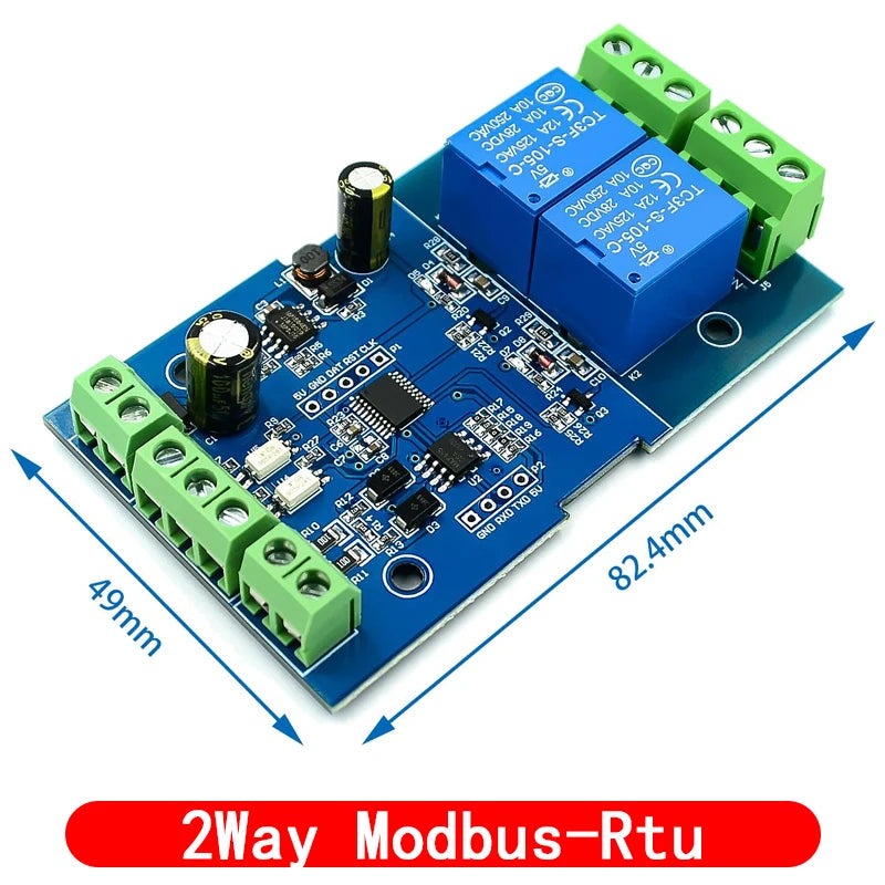 Modbus-Rtu 1/2 Channel 7-24V Relay Module Switch Modbus RTU 4 Channel Relay Output 12V Switch Input 485 Communication TTL Pin He