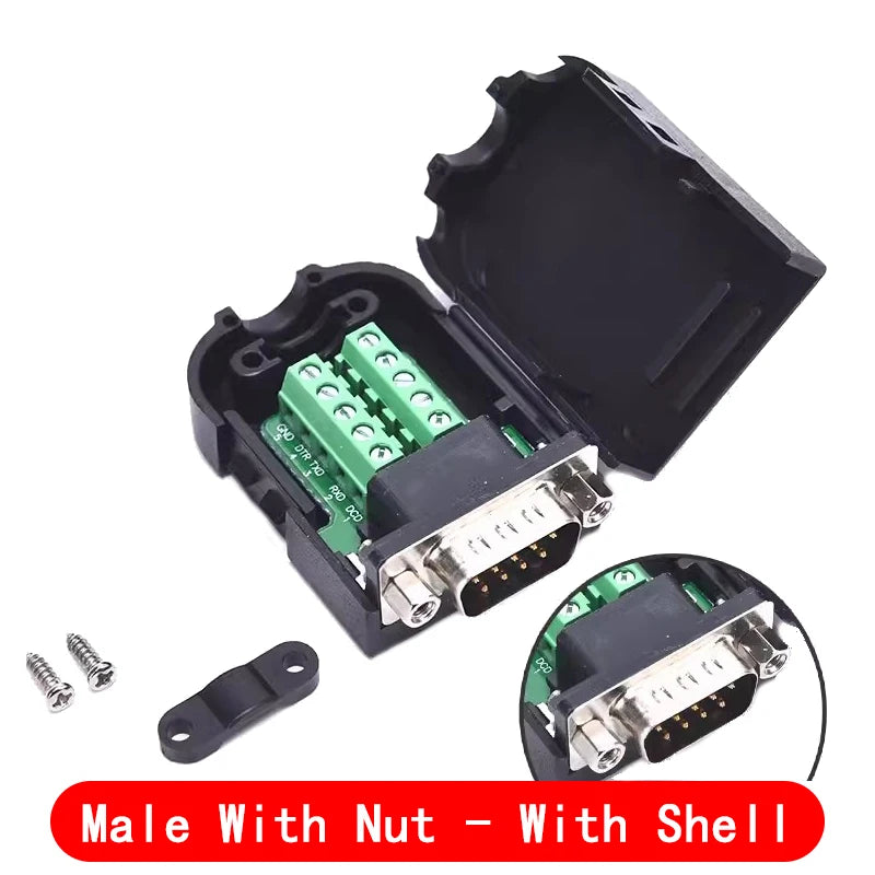 DB9 serial COM transfer-free solder terminals RS232 female connector with back side screw DIY