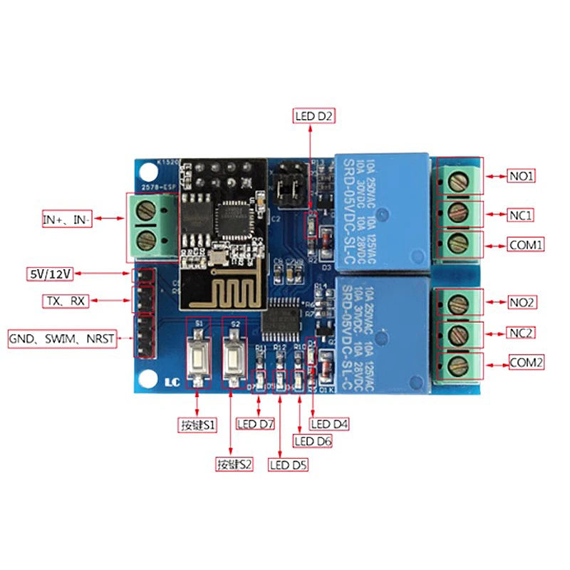 ESP8266 ESP-01 5V 1 2 4 Way WiFi Relay Module Things Smart Home Remote Control Switch ESP01 WIFI Wireless Module Phone APP