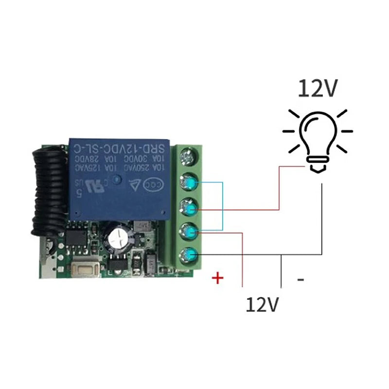 DC 12V 1 Channel Learning WIFI 315MHz Relay Switch Module with 315MHz Wireless Remote Control for Smart Home