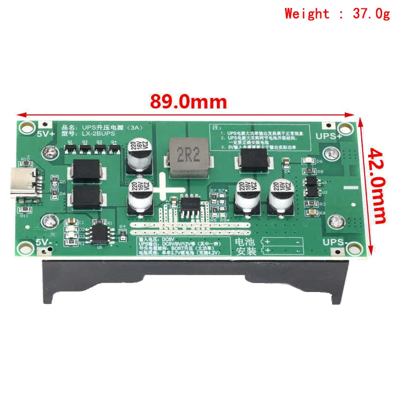 Type-C 15W 3A 18650 Lithium Battery Charger Module DC-DC Step Up Booster Fast Charge UPS Power Supply / Converter 5V 9V 12V