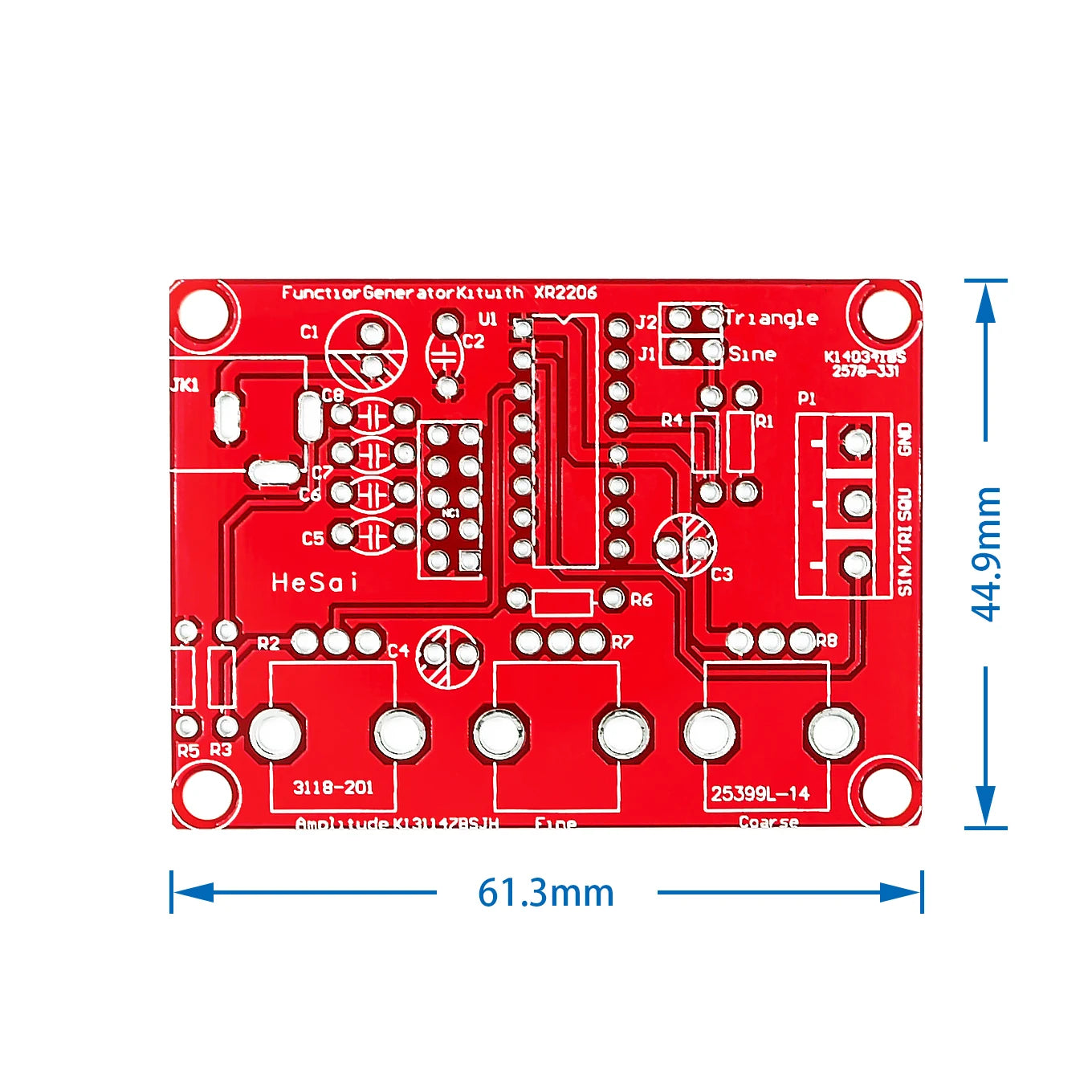 1Hz -1MHz XR2206 Function Signal Generator DIY Kit Sine/Triangle/Square Output Signal Generator Adjustable Frequency Amplitude