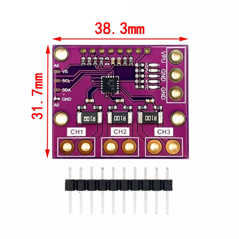 INA3221 Triple-Channel Module, High-Side Measurement, Shunt and Bus Voltage Monitor with I 2C- and SMBUS-Compatible Interface