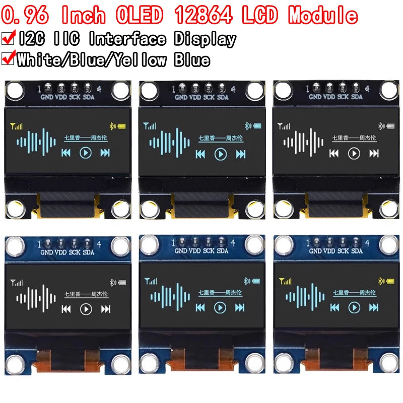 4pin 0.96 White/Blue/Yellow blue 0.96 inch OLED 128X64 OLED Display Module 0.96 IIC I2C Communicate for arduino
