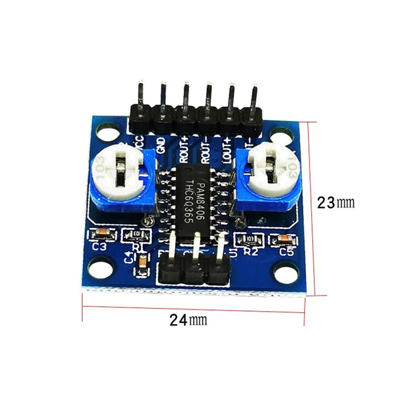 1PCS PAM8406 Digital Amplifier Board With Volume Potentiometer 5Wx2 Stereo