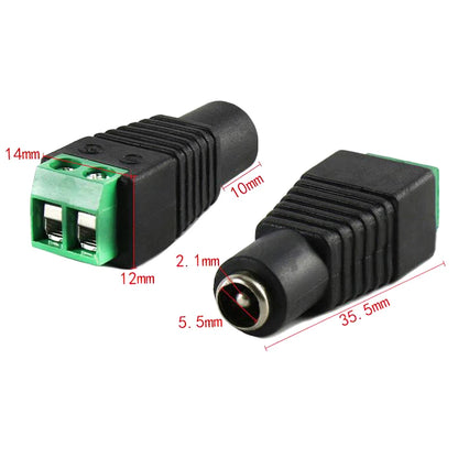 10PCS/LOT DC Connector Power Jack Plug Adapter 5 Pairs 12V 5A Male+Female 2.1 X 5.5MM Power Connector for CCTV Camera Led Strip