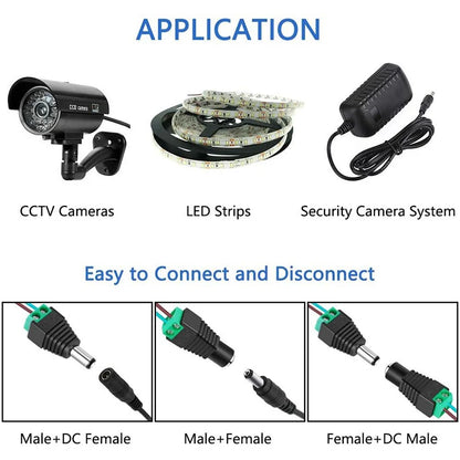10PCS/LOT DC Connector Power Jack Plug Adapter 5 Pairs 12V 5A Male+Female 2.1 X 5.5MM Power Connector for CCTV Camera Led Strip