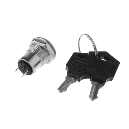 12mm Stainless Steel Electronic Key Switch ON OFF Lock Switch Phone Lock Security Power Switch 12*21mm S1203 2PIN 2 Keys