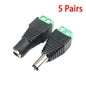10PCS/LOT DC Connector Power Jack Plug Adapter 5 Pairs 12V 5A Male+Female 2.1 X 5.5MM Power Connector for CCTV Camera Led Strip