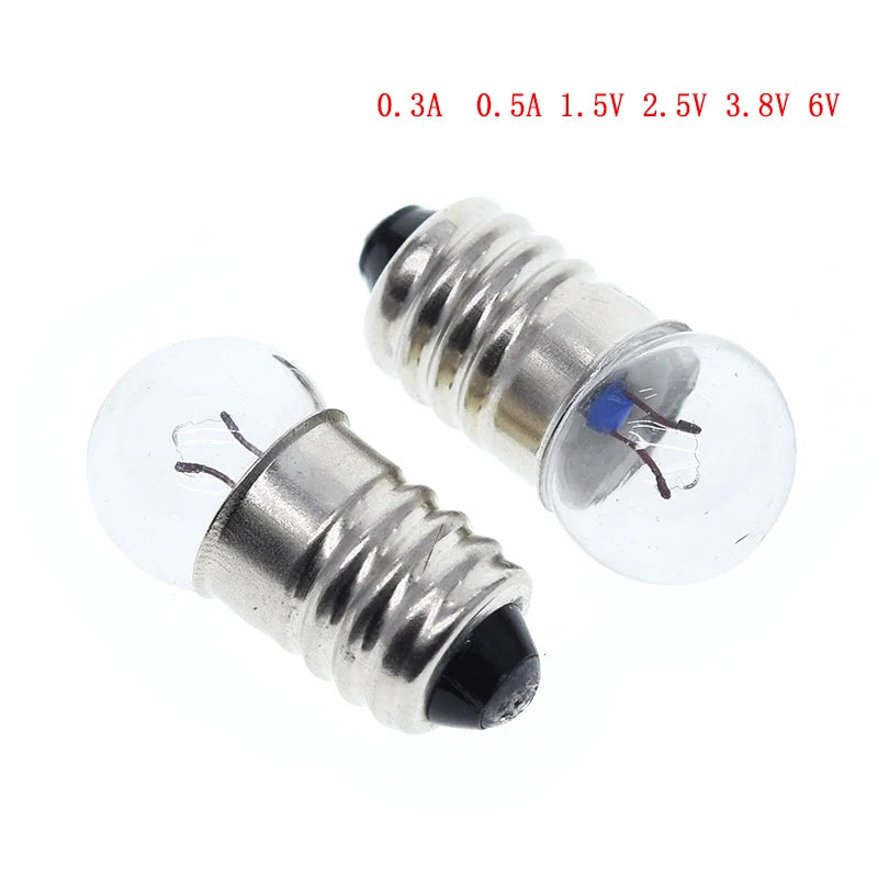 10pcs Student Electrical Experimental Physics Class Used 0.3A  0.5A 1.5V 2.5V 3.8V 6V Small Incandescent Bulbs