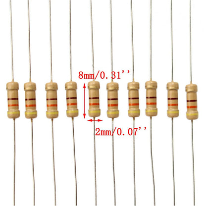 1000pcs/lot 1/4W 0.25W Carbon Film Resistor Assortment Kit  2.2 ohm -2.2 M ohm Resistors Assortment Carbon Film Kit samples