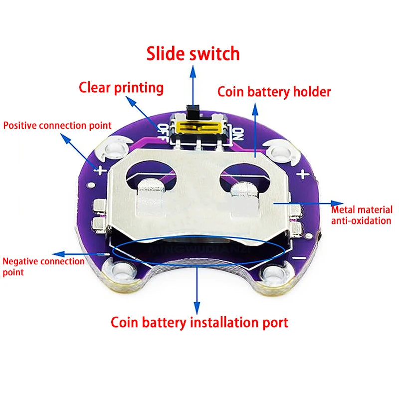 LilyPad Coin Cell Battery Holder CR2032 Battery Mount Module for arduino DIY KIT