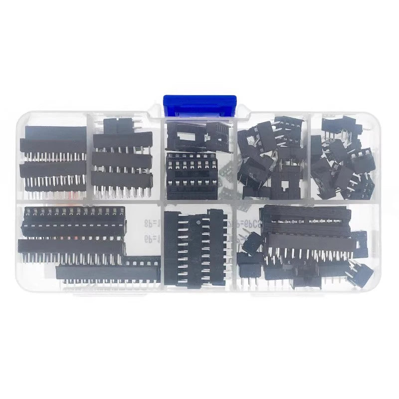 66PCS/Lot DIP IC Sockets Adaptor Solder Type 6/8/14/16/18/20/24/28 pins DIP IC Socket set electronic diy assortment kit MCU seat