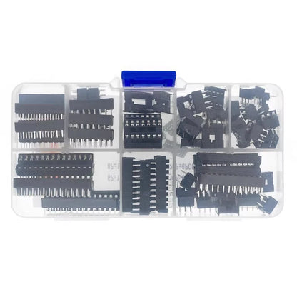 66PCS/Lot DIP IC Sockets Adaptor Solder Type 6/8/14/16/18/20/24/28 pins DIP IC Socket set electronic diy assortment kit MCU seat