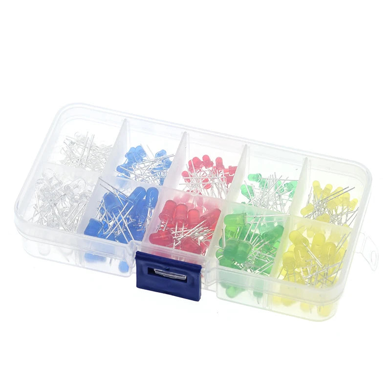 200PC/Lot 3MM 5MM Led Kit With Box Mixed Color Red Green Yellow Blue White Light Emitting Diode Assortment 20PCS Each New