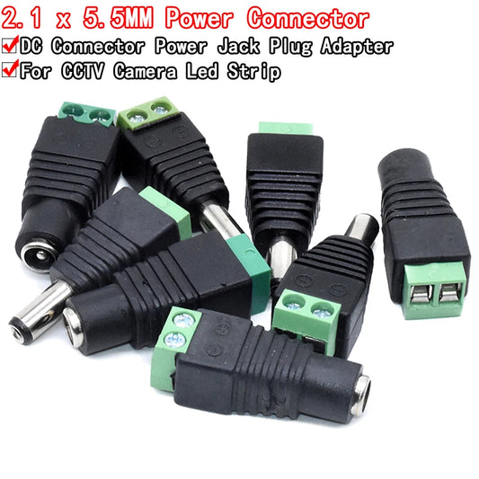 10PCS/LOT DC Connector Power Jack Plug Adapter 5 Pairs 12V 5A Male+Female 2.1 X 5.5MM Power Connector for CCTV Camera Led Strip