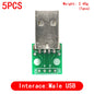 5PCS USB Male Connector / MINI MICRO USB to DIP Adapter female connector 2.54 Connector B Type-C USB2.0 3.0 Female PCB Converter