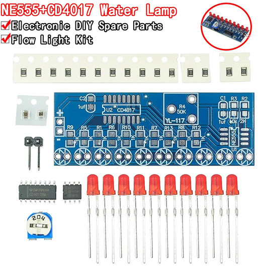 NE555+CD4017 Running LED Flow LED Light Electronic Production Suite DIY Kit
