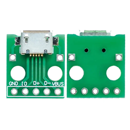 10pcs MICRO USB to DIP Adapter 5pin female connector B type pcb converter pinboard 2.54