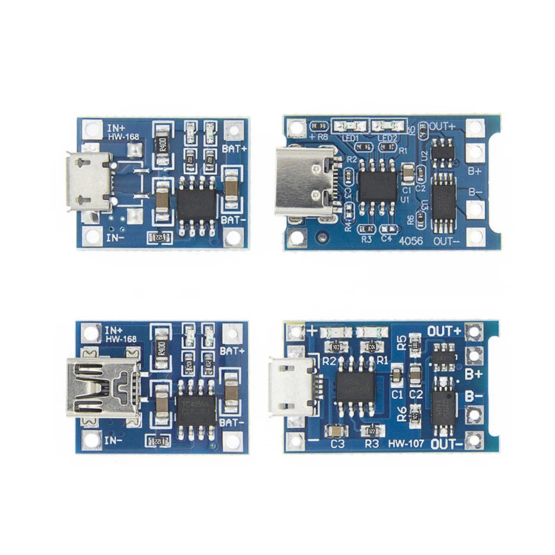 5pcs Micro USB 5V 1A 18650 TP4056 Lithium Battery Charger Module Charging Board With Protection Dual Functions 1A Li-ion