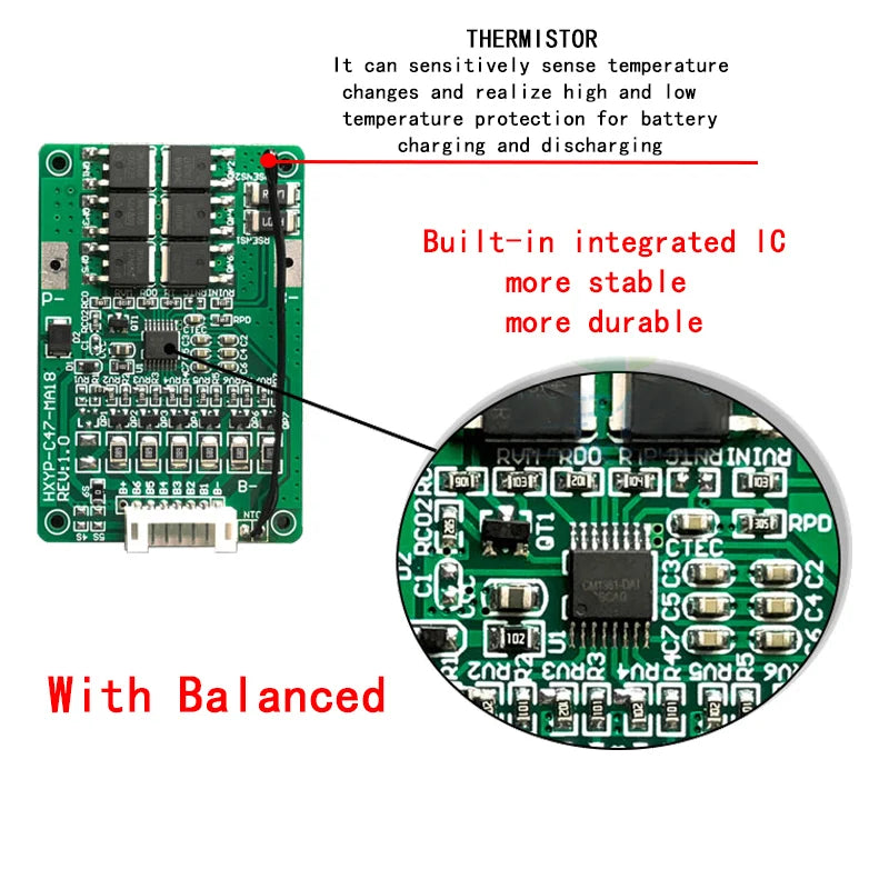 4S/5S/6S/7S BMS 16.8V 21V 20A 18650 Li-ion Lmo Ternary Lithium Battery Charger Protection Board With Balance