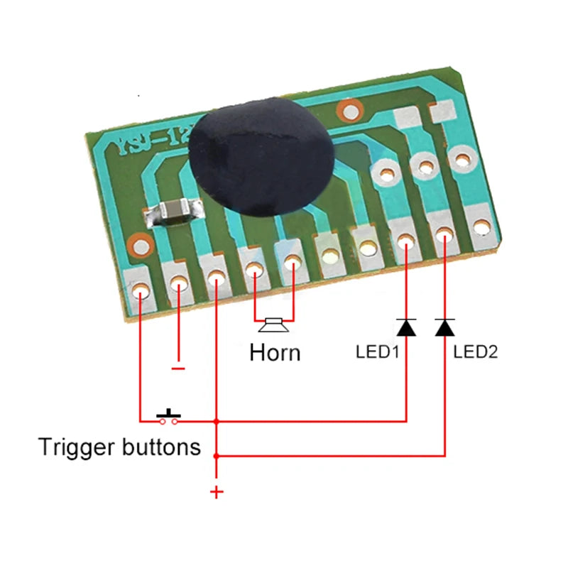 5pcs 12 children's songs, music module YSJ-12S dual tone 12 English music with LED scintillation module