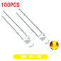 100PCS F3 Ultra Bright 3MM Round Water Clear Green/Yellow/Blue/White/Red LED Light Lamp Emitting Diode Dides Kit