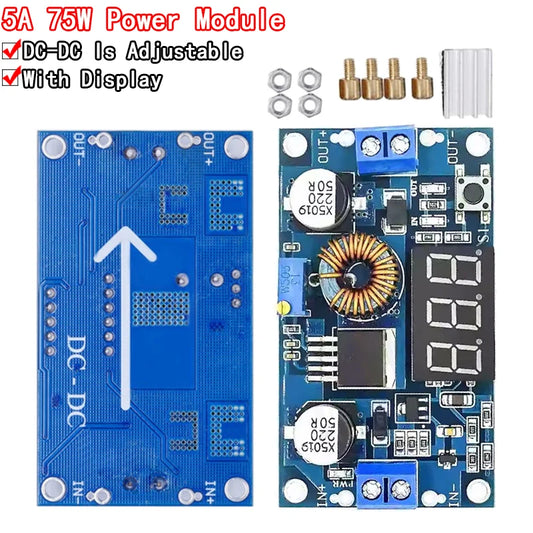 5A 75W XL4015 DC DC Converter Adjustable Step-Down Module 4.0-38V to 1.25V-36V DIY Adjustable Power Supply