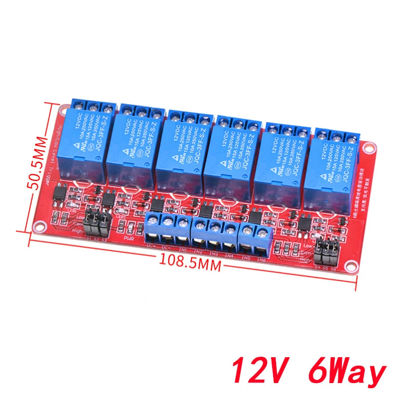 1 2 4 6 8 Channel 5V 12V 24V Relay Module Board Shield with Optocoupler Support High and Low Level Trigger for Arduino