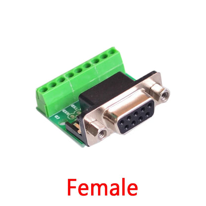 D-Sub 9pin Solderless Connectors DB9 RS232 Serial to Terminal Female Male Adapter Connector Breakout Board Black+Green