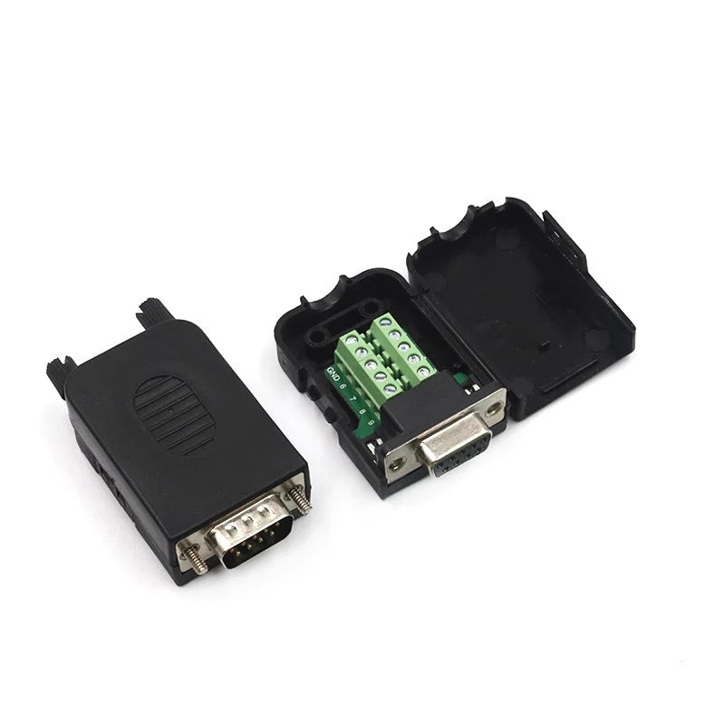 DB9 serial COM transfer-free solder terminals RS232 female connector with back side screw DIY