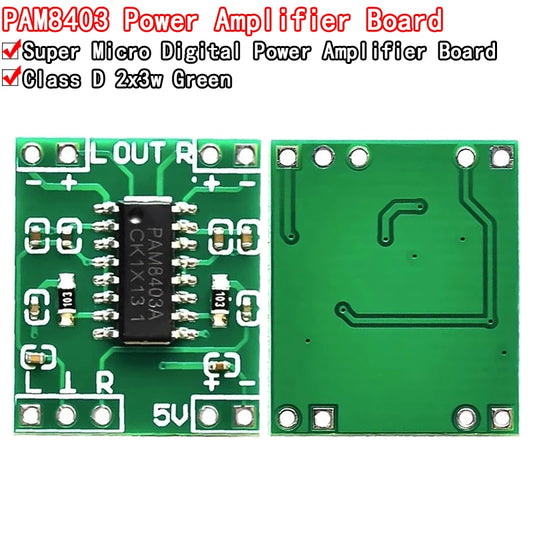 5PCS PAM8403 Super mini digital amplifier board 2 * 3W Class D digital amplifier board efficient 2.5 to 5V USB power supply