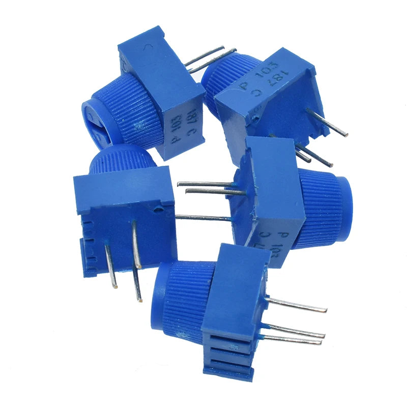 5PCS 3386P 3386P-1-103 10K 1k 2k 5k 10k 20k 50K 100K 200K 500K 1M Through Hole Trimmer Potentiometer Cermet Turn Top Adjustment
