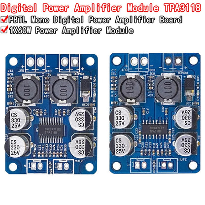 DC 8V-24V TPA3118 60W Mono Digital Audio Power Amplifier Board Amp Module For Arduino