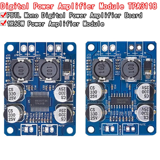 DC 8V-24V TPA3118 60W Mono Digital Audio Power Amplifier Board Amp Module For Arduino