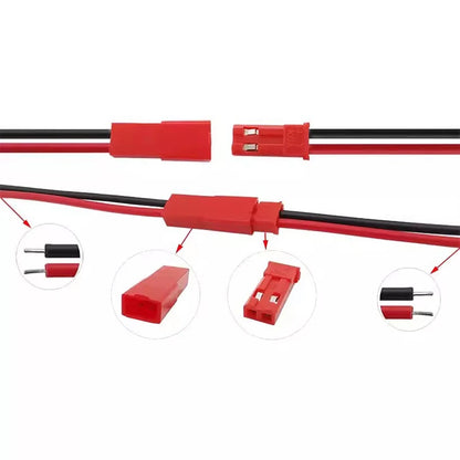 5sets/10pcs of JST-2P female/male socket-to-plug connection cables LED male and female plugs red and black 15CM