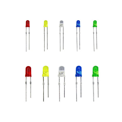 200PC/Lot 3MM 5MM Led Kit With Box Mixed Color Red Green Yellow Blue White Light Emitting Diode Assortment 20PCS Each New