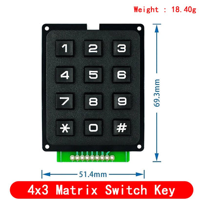 3*4 4*4 Matrix Switch Keyboard Keypad Array Module ABS Plastic Keys 4x4 3x4 12 16 Key Button Membrane Switch DIY Kit