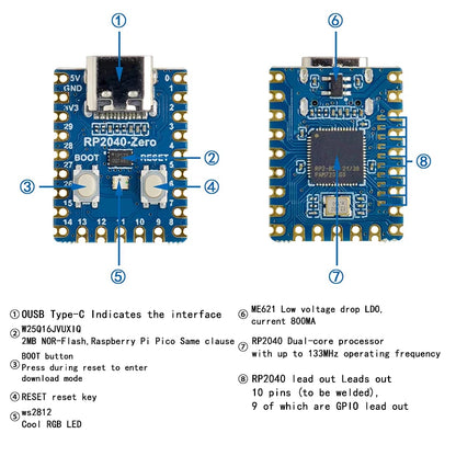 Original Raspberry Pi PICO development board module RP2040-Zero mini microcontroller dual-core Cortex M0+ processor 2MB FlashUSB